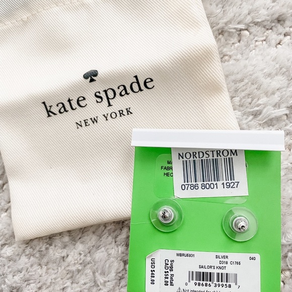 NWT! - Kate Spade New York Sailors Knot Studs in Silver - Picture 2 of 2